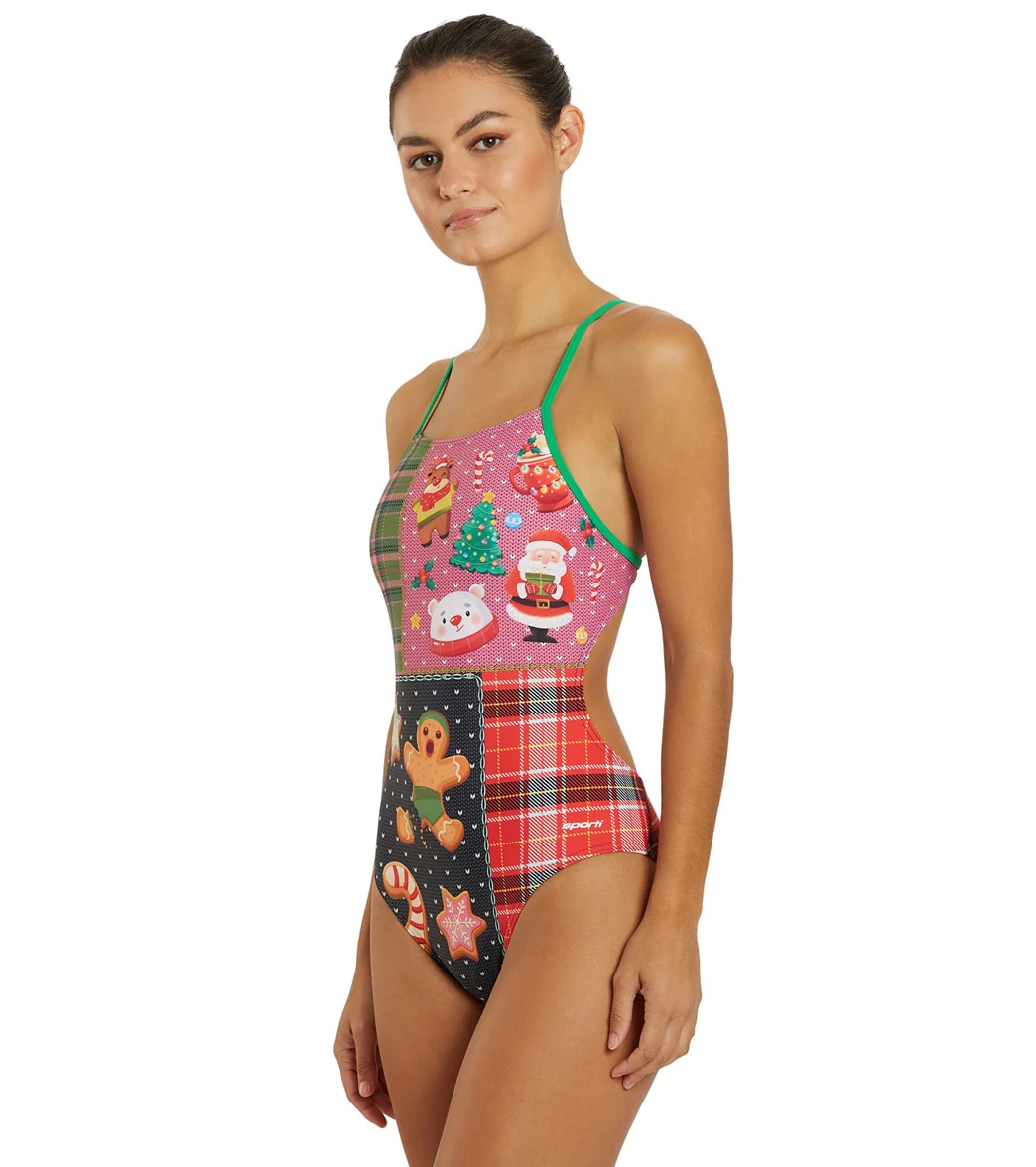Sporti Granny Sweater Holiday Tartan Micro Back One Piece Swimsuit - Image 6