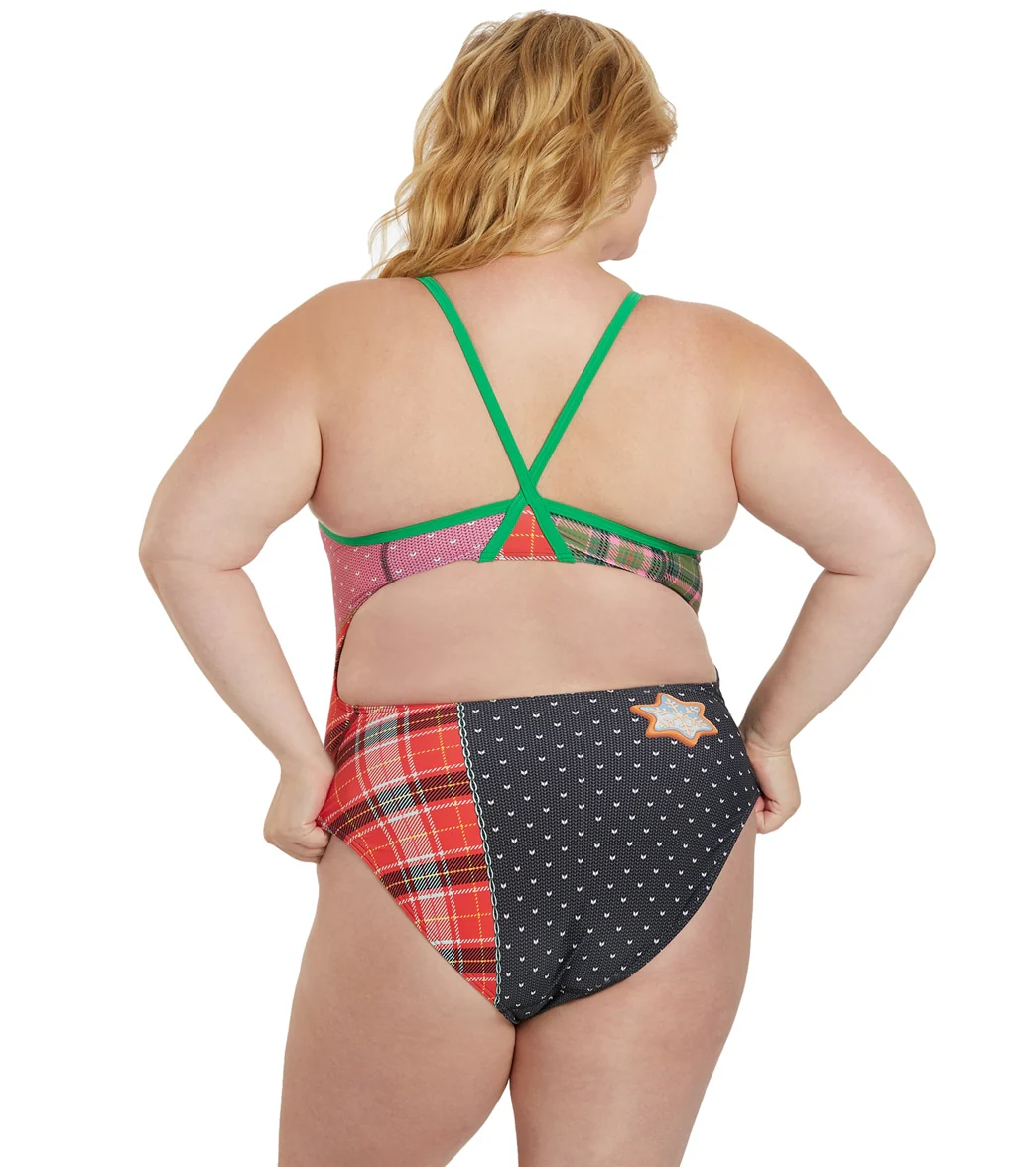 Sporti Granny Sweater Holiday Tartan Thin Strap One Piece Swimsuit - Image 10