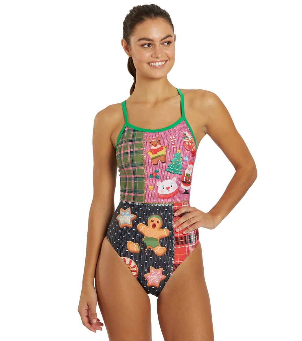 Sporti Granny Sweater Holiday Tartan Thin Strap One Piece Swimsuit - Image 4