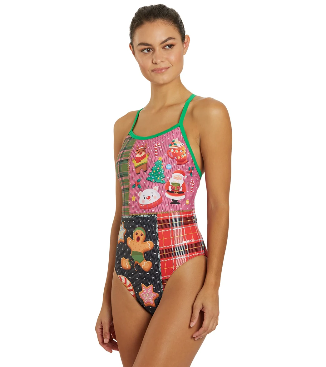 Sporti Granny Sweater Holiday Tartan Thin Strap One Piece Swimsuit - Image 5