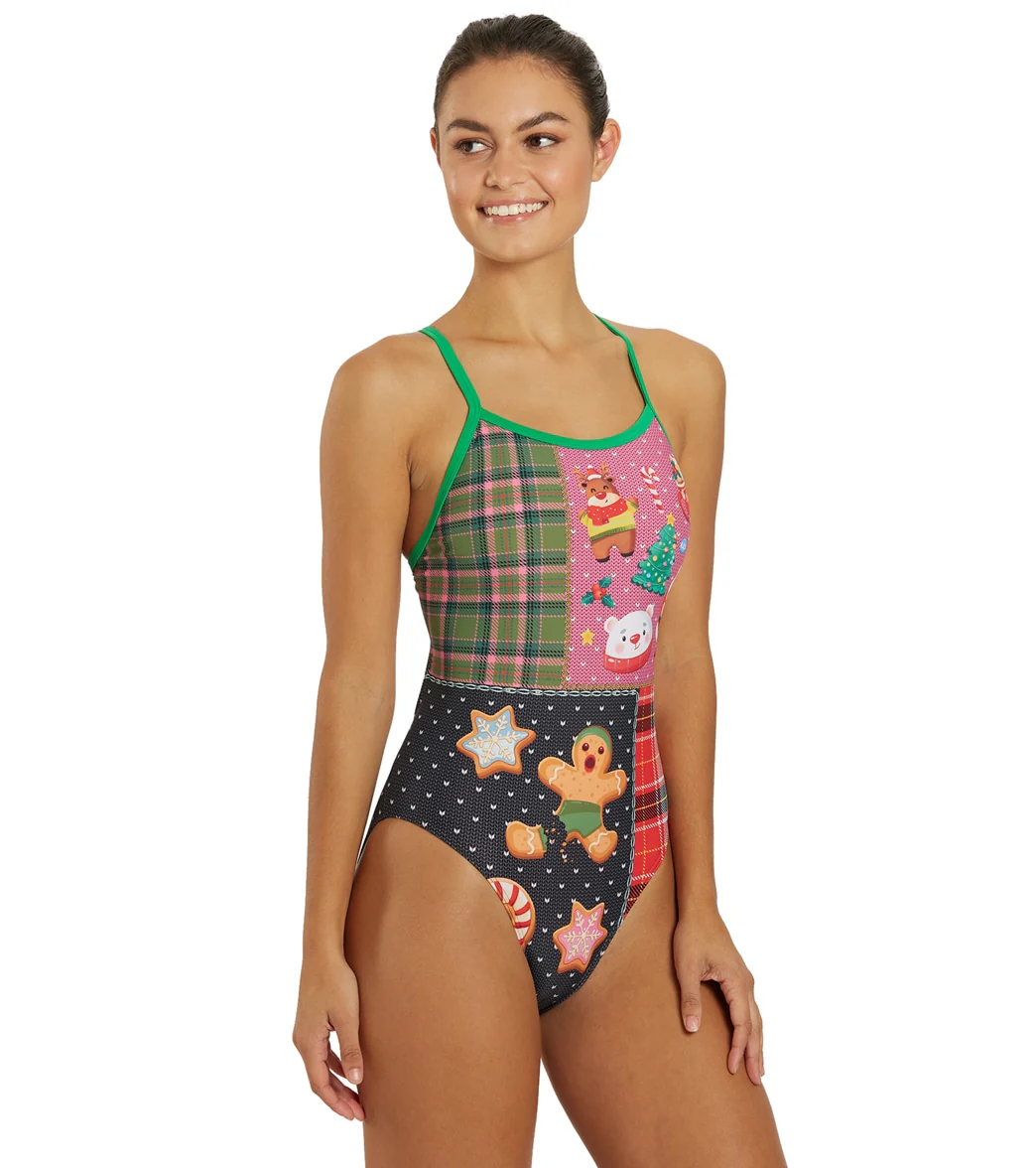 Sporti Granny Sweater Holiday Tartan Thin Strap One Piece Swimsuit - Image 6