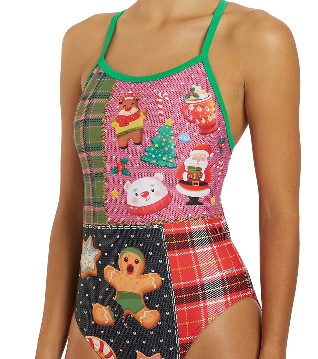 Sporti Granny Sweater Holiday Tartan Thin Strap One Piece Swimsuit - Image 8