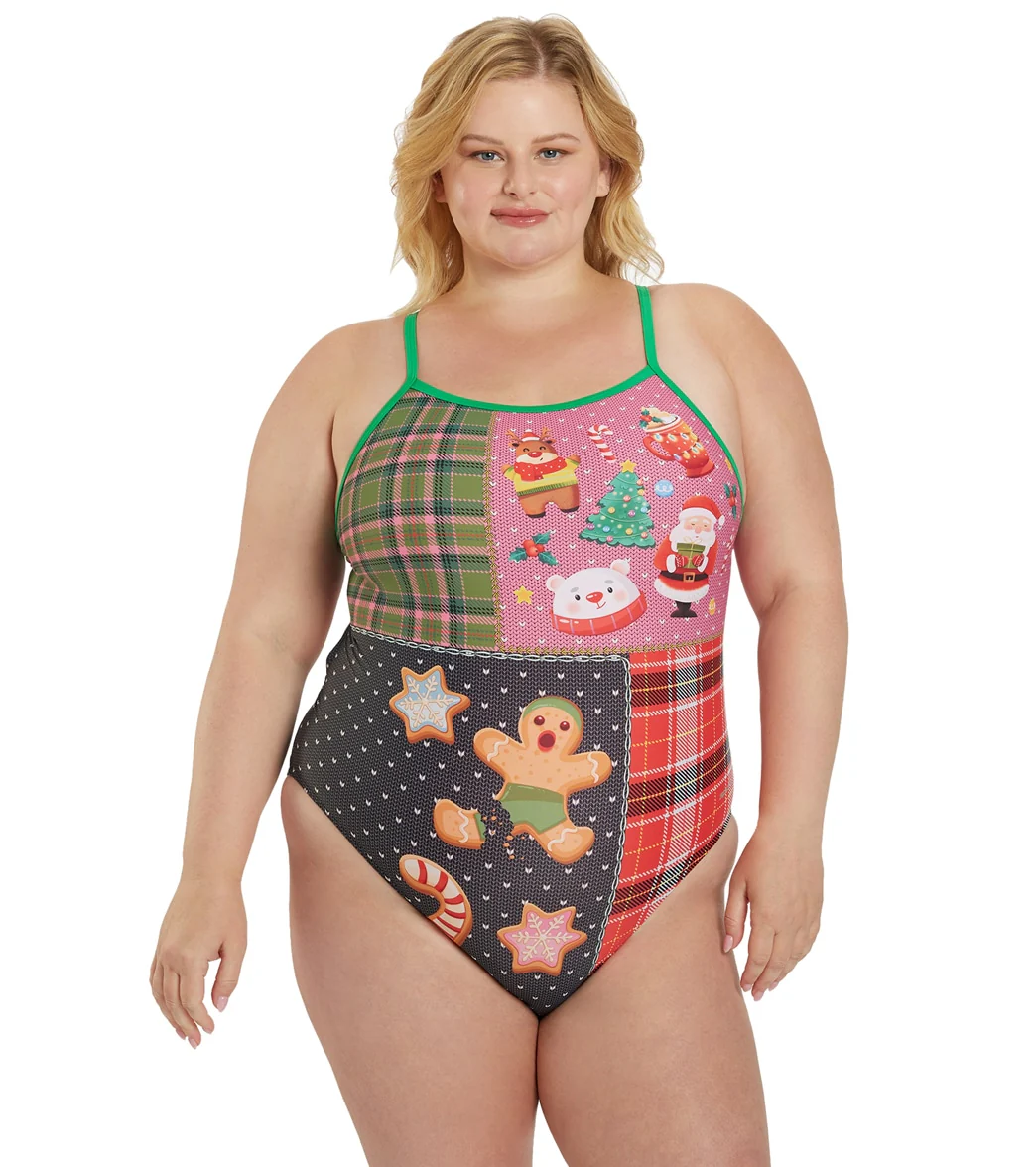 Sporti Granny Sweater Holiday Tartan Thin Strap One Piece Swimsuit - Image 9