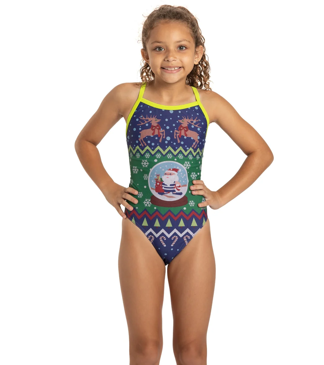 Sporti Granny Sweater Santa Snow Globe Thin Strap One Piece Swimsuit Youth (22-28) - Image 7