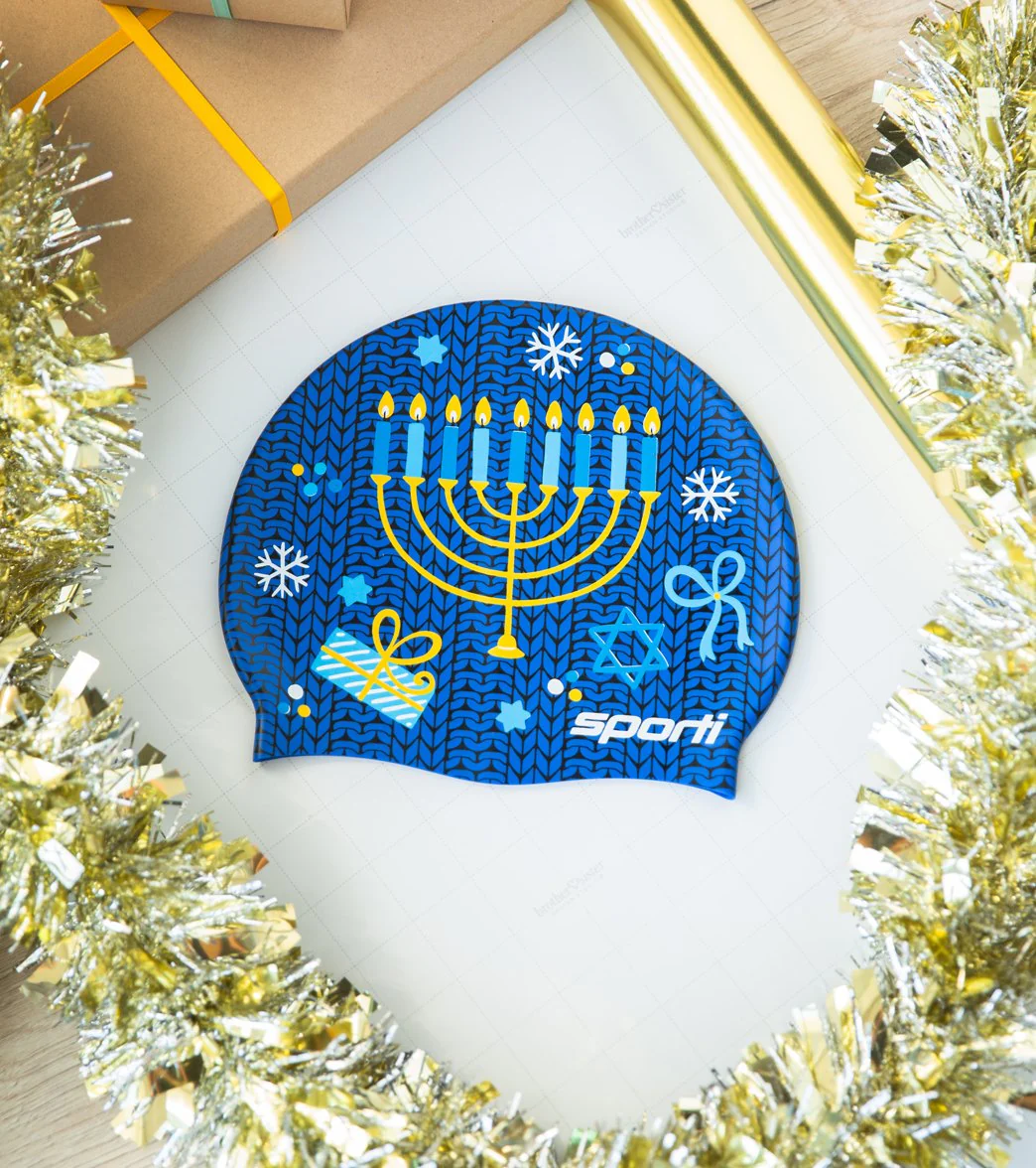 Sporti Hanukkah Silicone Swim Cap - Image 7