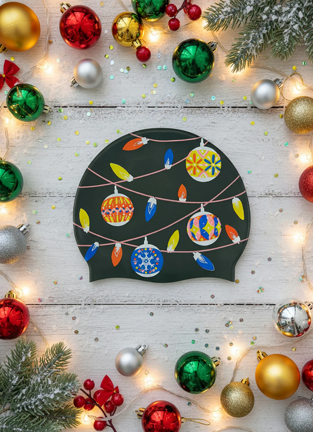 Sporti Holiday Lights Silicone Swim Cap - Image 5