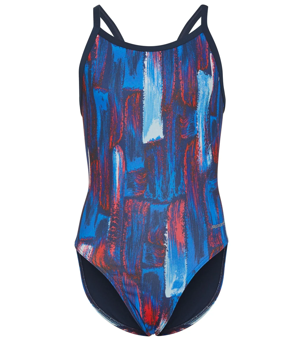 Sporti HydroLast Artsy Thin Strap One Piece Swimsuit Youth (22-28) - Image 21