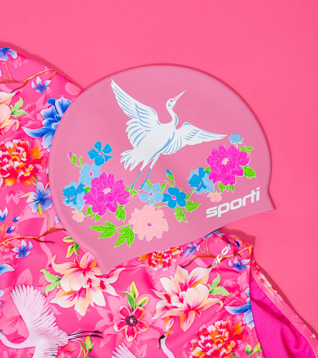 Sporti Limited Edition Crane Silicone Swim Cap