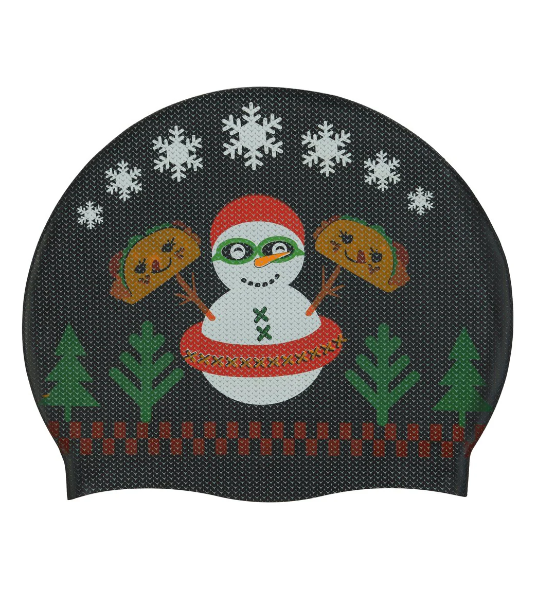 Sporti Limited Edition Granny Sweater Snowman Silicone Swim Cap - Image 3