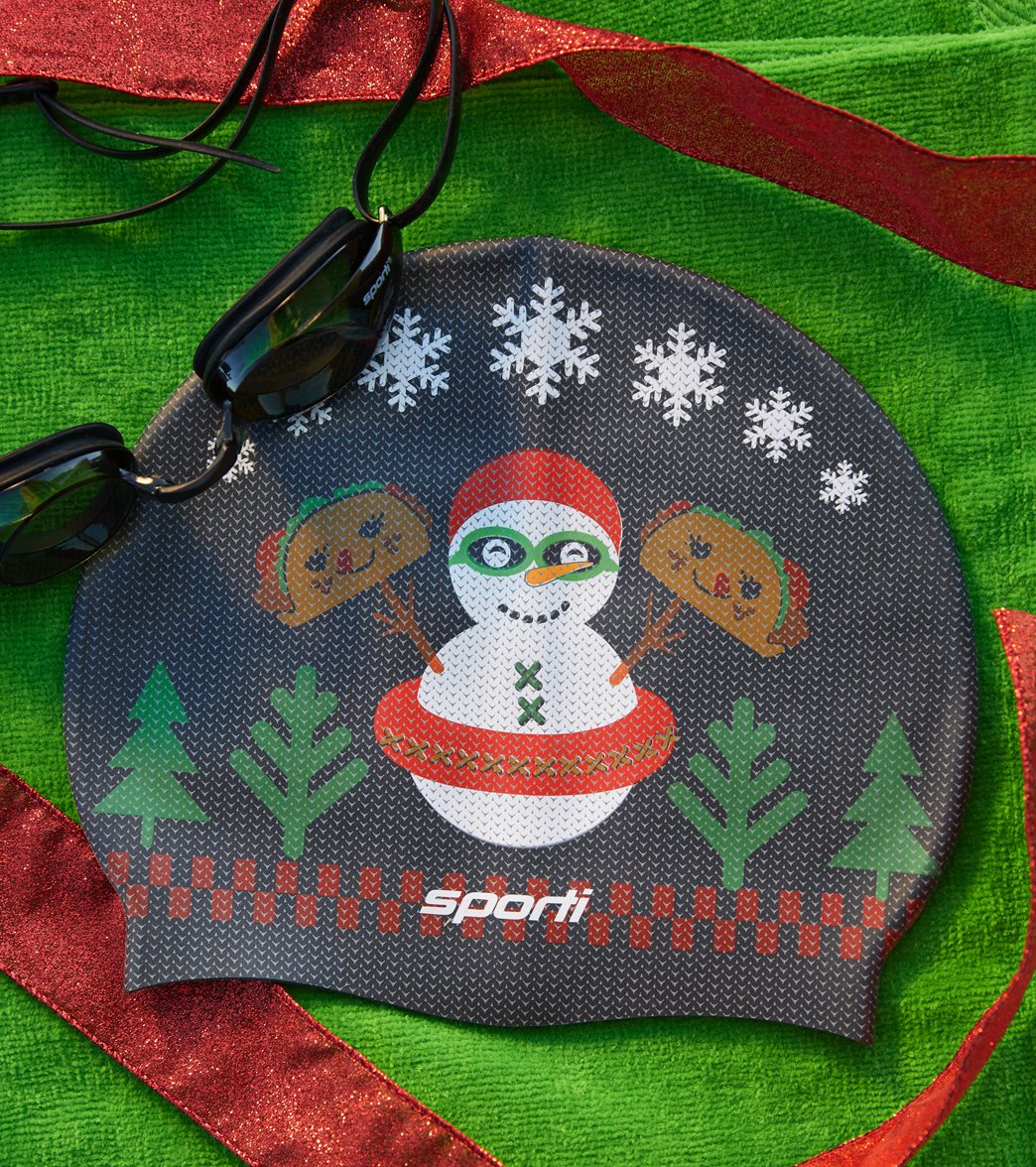 Sporti Limited Edition Granny Sweater Snowman Silicone Swim Cap - Image 5