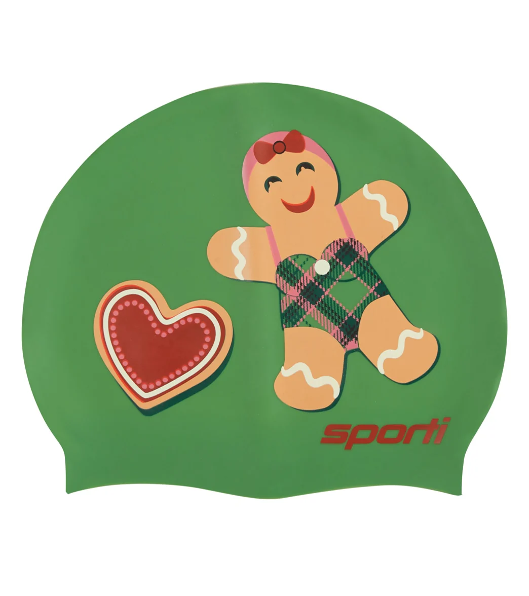 Sporti Oh Snap Gingerbread Silicone Swim Cap Jr. - Image 4