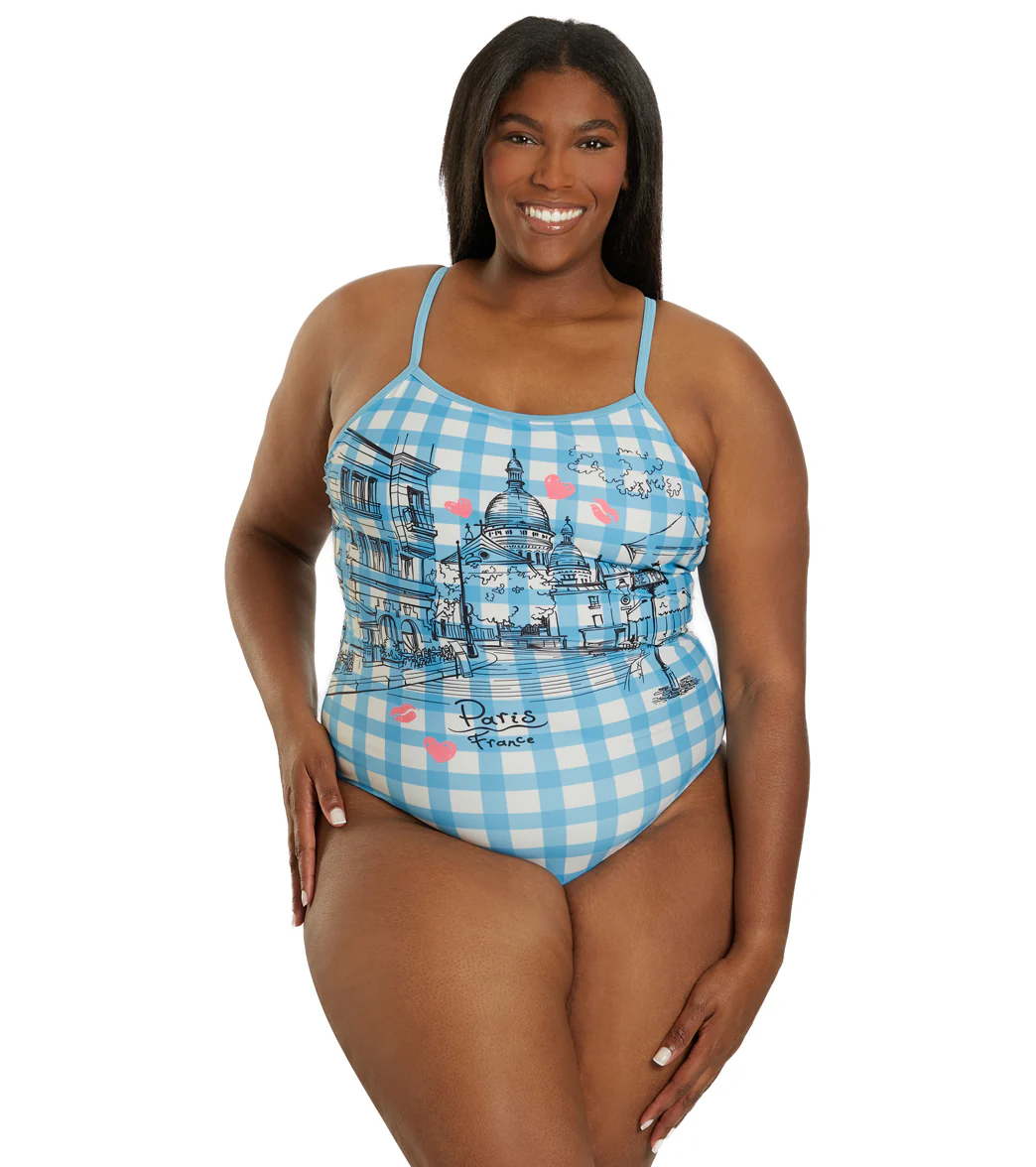 Sporti Paris Bistro Blues Thin Strap One Piece Swimsuit (22-44) - Image 11