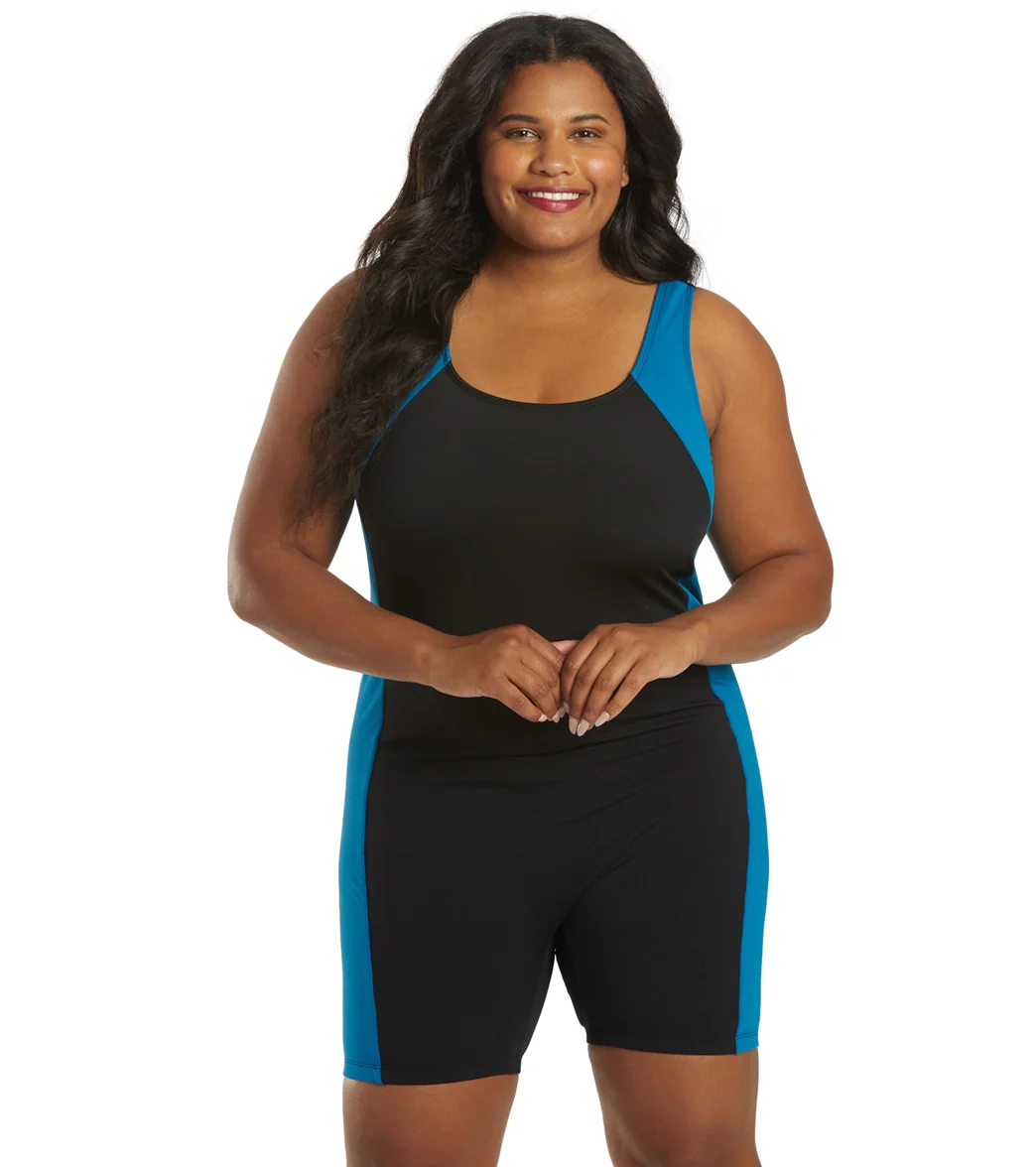 Sporti Plus Size HydroLast Chlorine Resistant Splice Scoop Back Unitard One Piece Swimsuit - Image 8