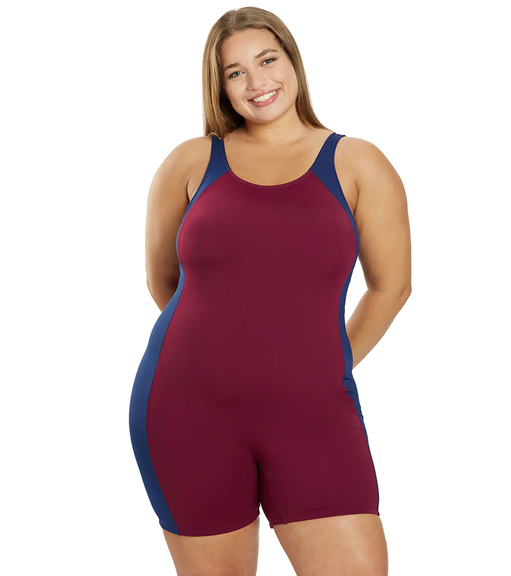 Sporti Plus Size HydroLast Chlorine Resistant Splice Scoop Back Unitard One Piece Swimsuit - Image 14