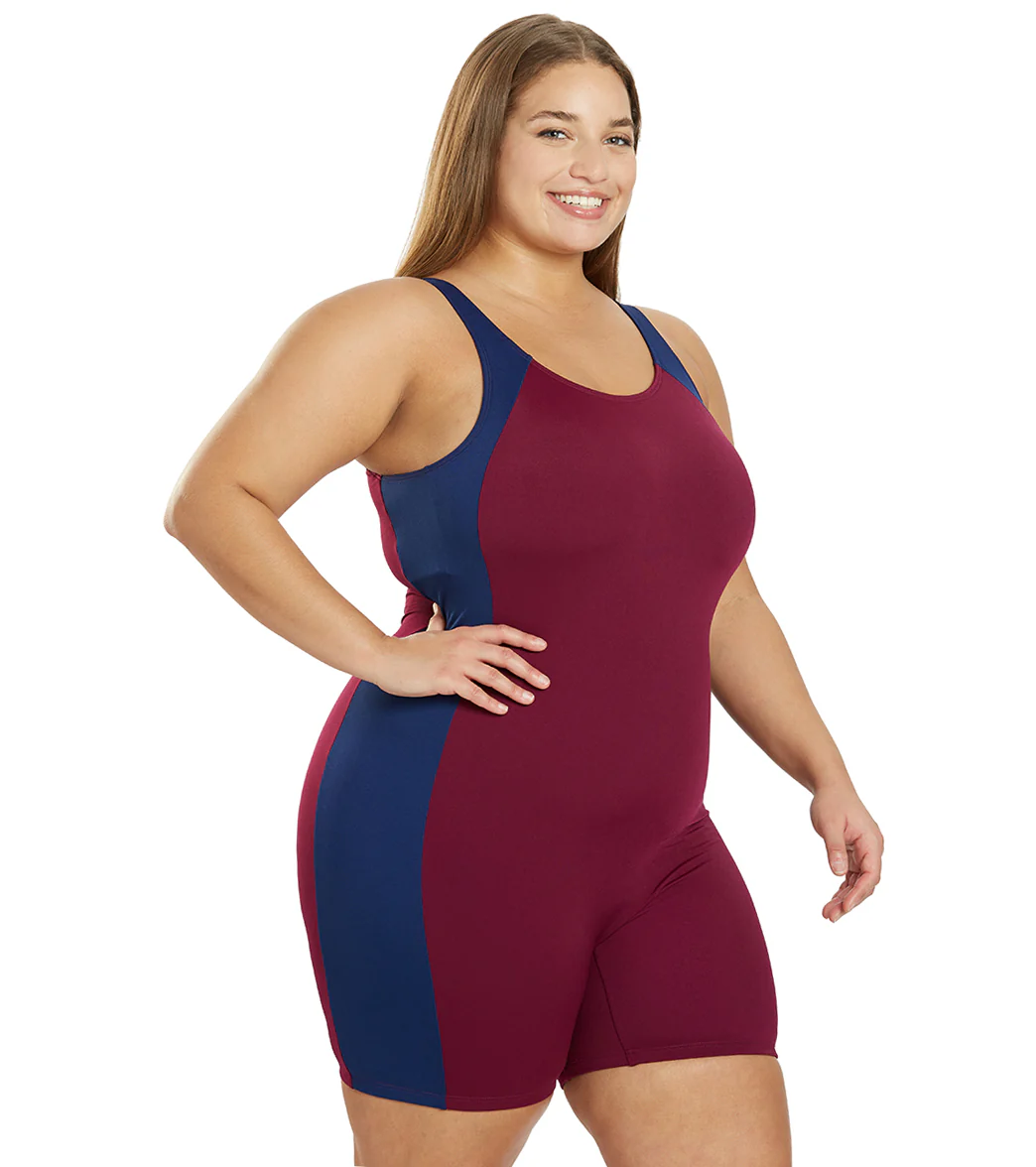 Sporti Plus Size HydroLast Chlorine Resistant Splice Scoop Back Unitard One Piece Swimsuit - Image 15