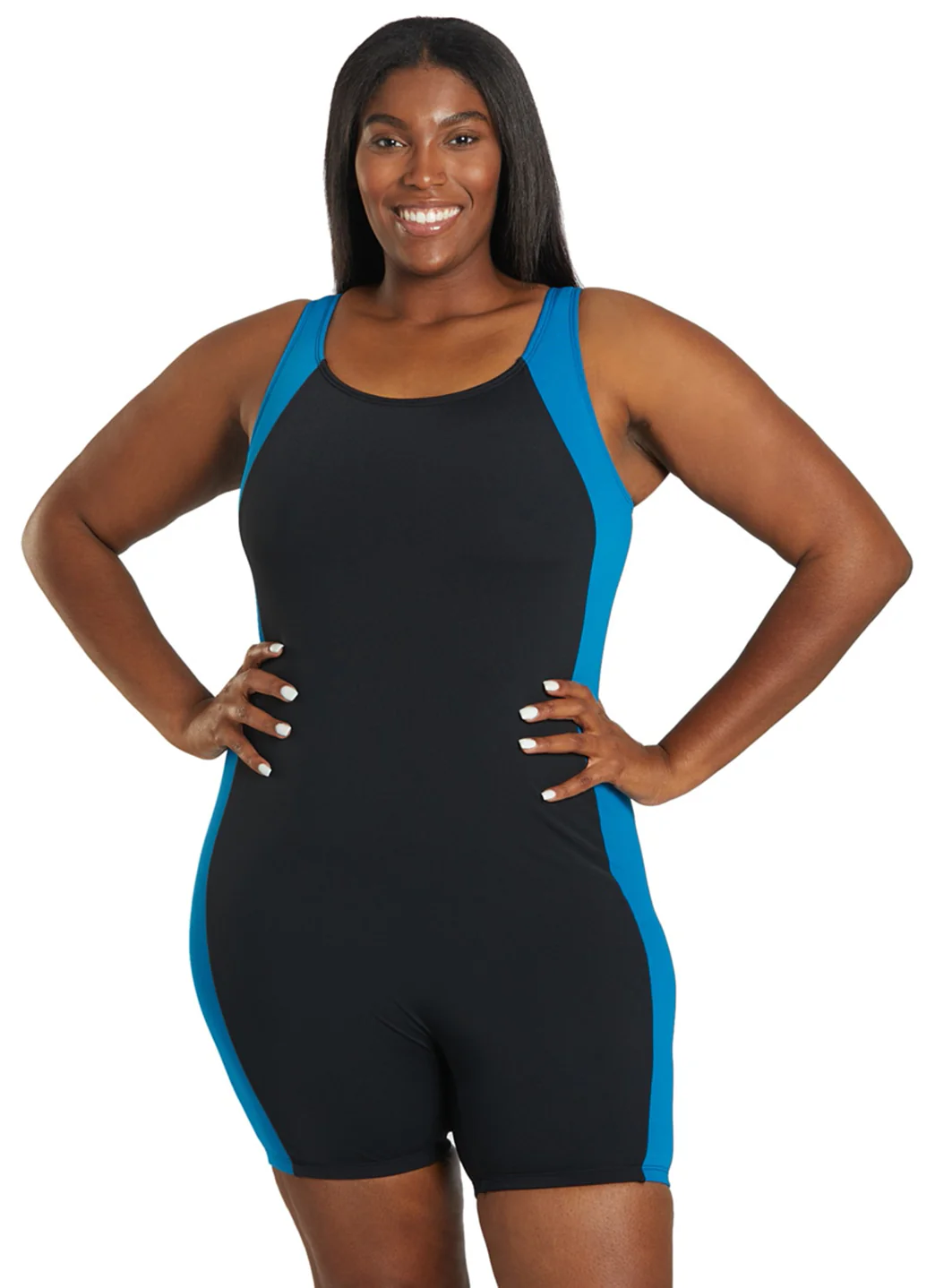Sporti Plus Size HydroLast Chlorine Resistant Splice Scoop Back Unitard One Piece Swimsuit - Image 2