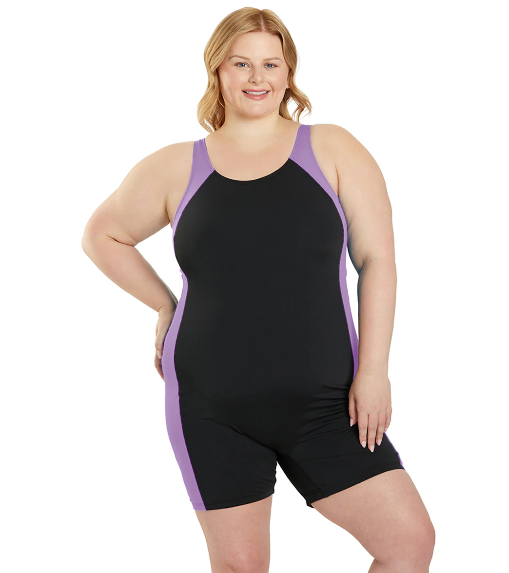 Sporti Plus Size HydroLast Chlorine Resistant Splice Scoop Back Unitard One Piece Swimsuit - Image 27