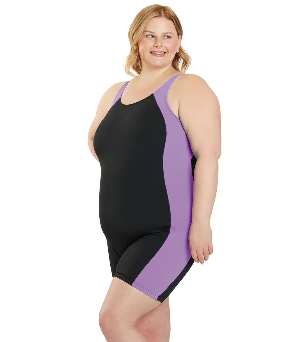 Sporti Plus Size HydroLast Chlorine Resistant Splice Scoop Back Unitard One Piece Swimsuit - Image 29