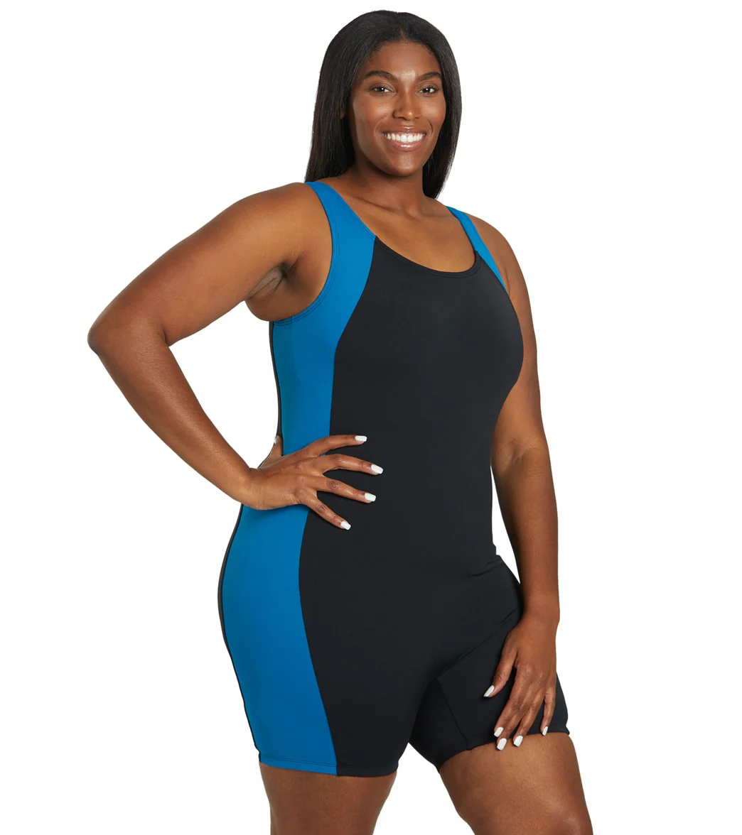Sporti Plus Size HydroLast Chlorine Resistant Splice Scoop Back Unitard One Piece Swimsuit - Image 3