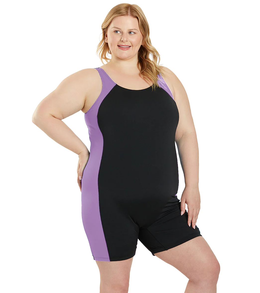 Sporti Plus Size HydroLast Chlorine Resistant Splice Scoop Back Unitard One Piece Swimsuit - Image 31