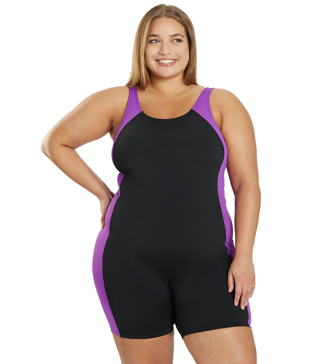Sporti Plus Size HydroLast Chlorine Resistant Splice Scoop Back Unitard One Piece Swimsuit - Image 33