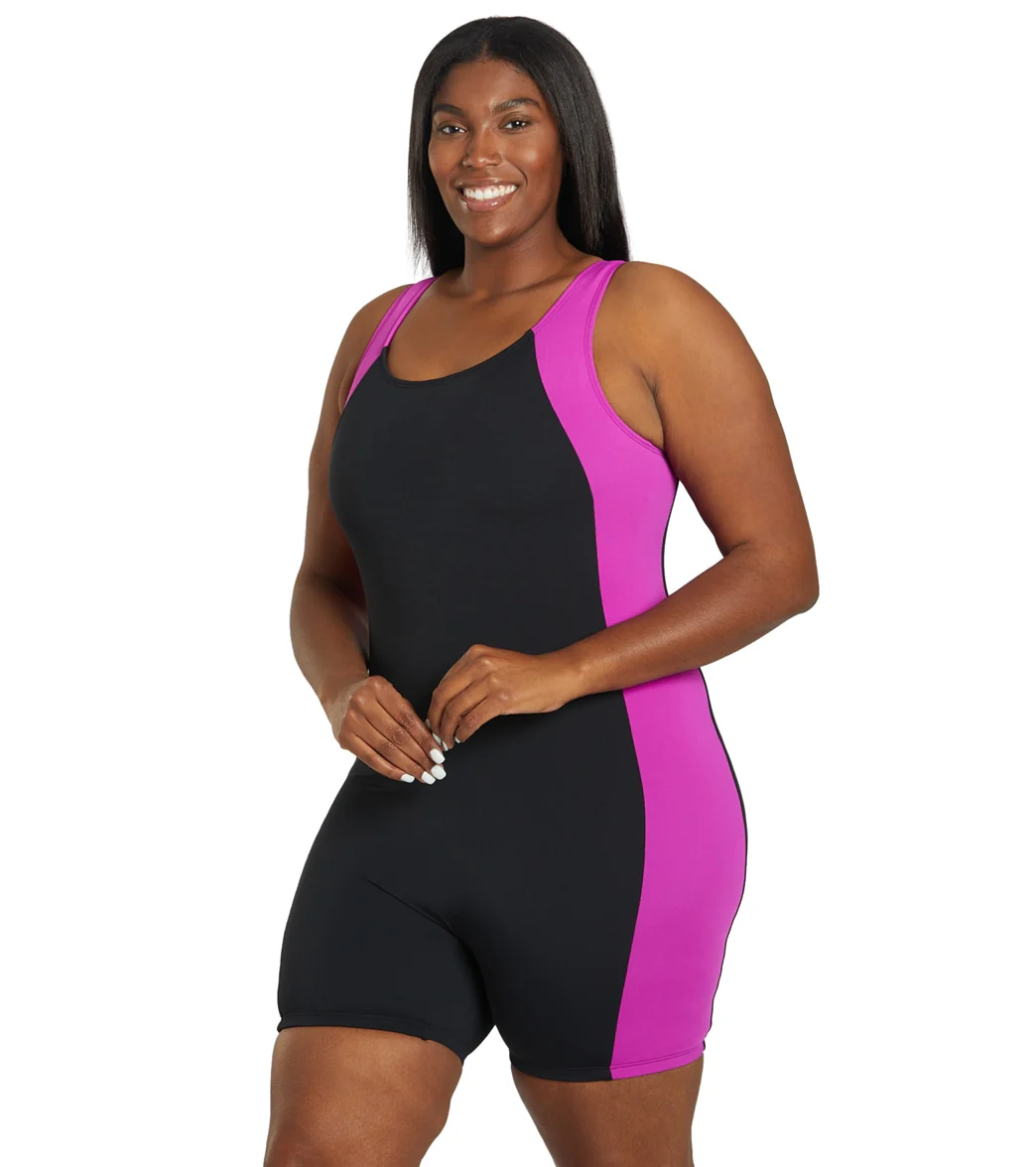 Sporti Plus Size HydroLast Chlorine Resistant Splice Scoop Back Unitard One Piece Swimsuit - Image 43