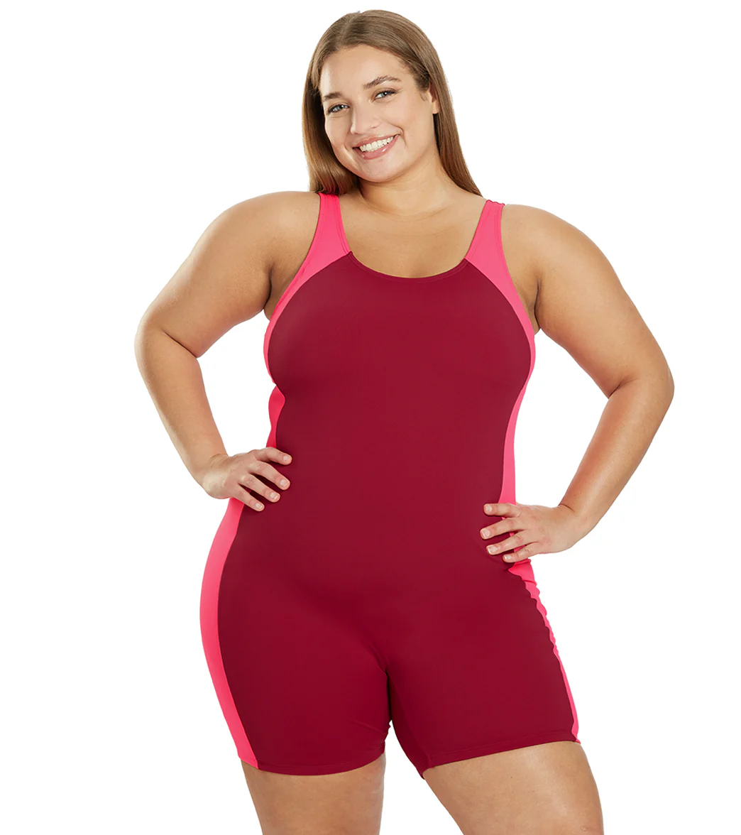 Sporti Plus Size HydroLast Chlorine Resistant Splice Scoop Back Unitard One Piece Swimsuit - Image 45
