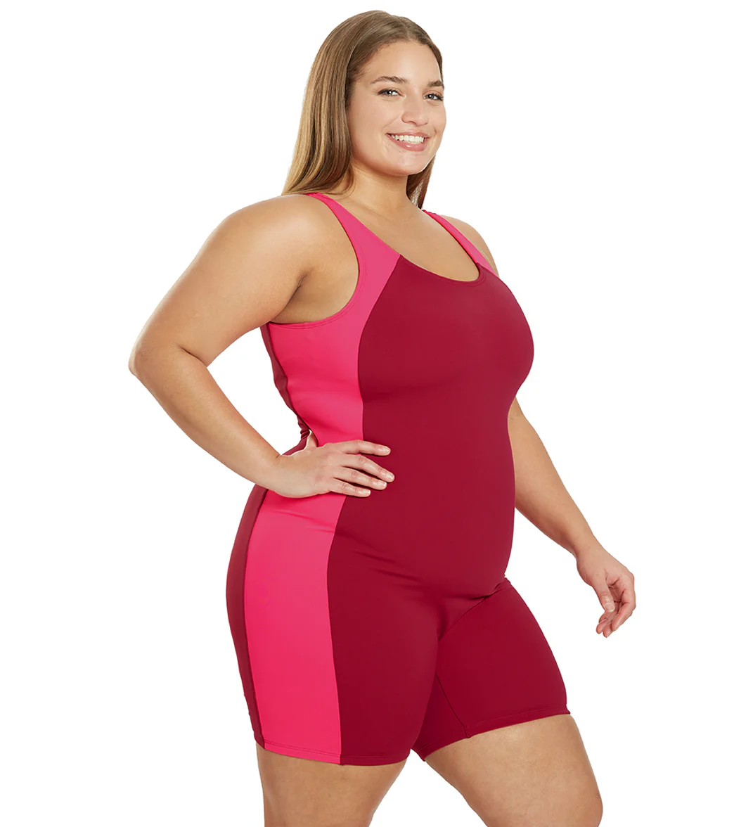 Sporti Plus Size HydroLast Chlorine Resistant Splice Scoop Back Unitard One Piece Swimsuit - Image 47