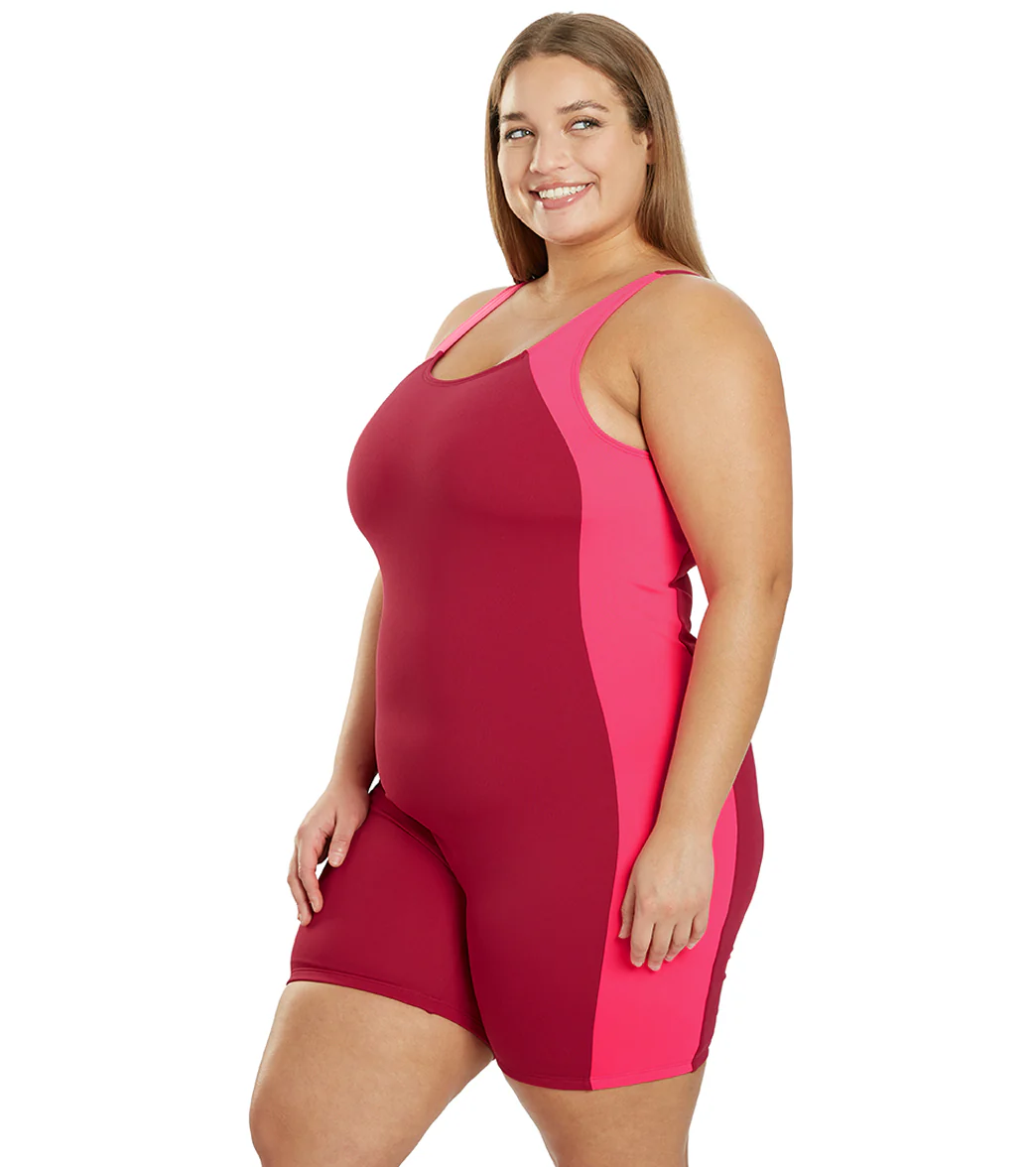 Sporti Plus Size HydroLast Chlorine Resistant Splice Scoop Back Unitard One Piece Swimsuit - Image 49
