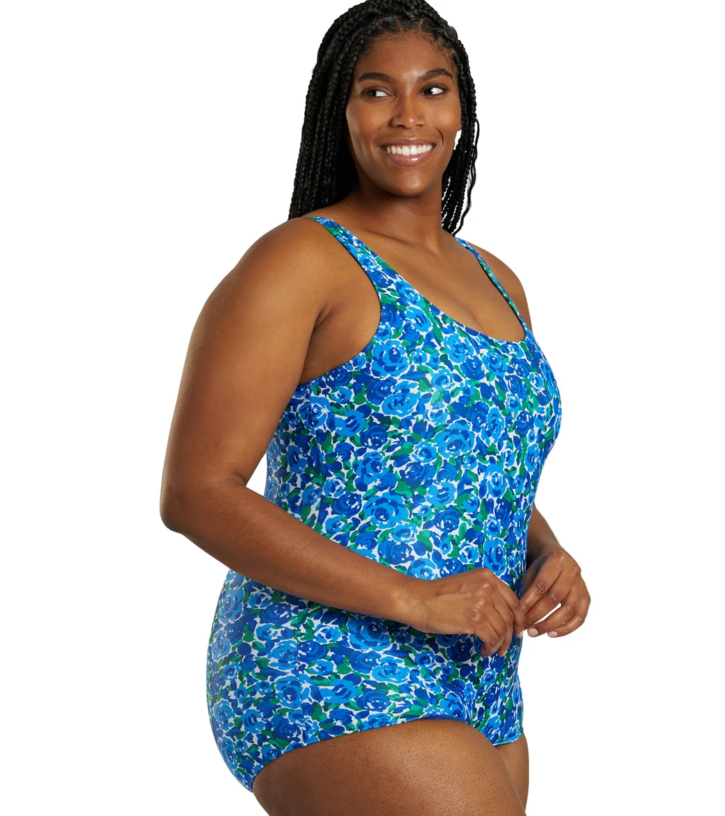 Sporti Plus Size HydroLast Spring Garden Chlorine Resistant Conservative Scoop Back One Piece Swimsuit - Image 3