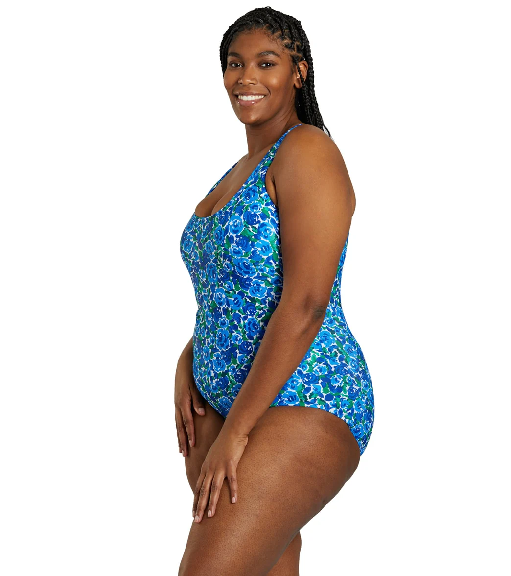 Sporti Plus Size HydroLast Spring Garden Chlorine Resistant Moderate Scoop Back One Piece Swimsuit - Image 3