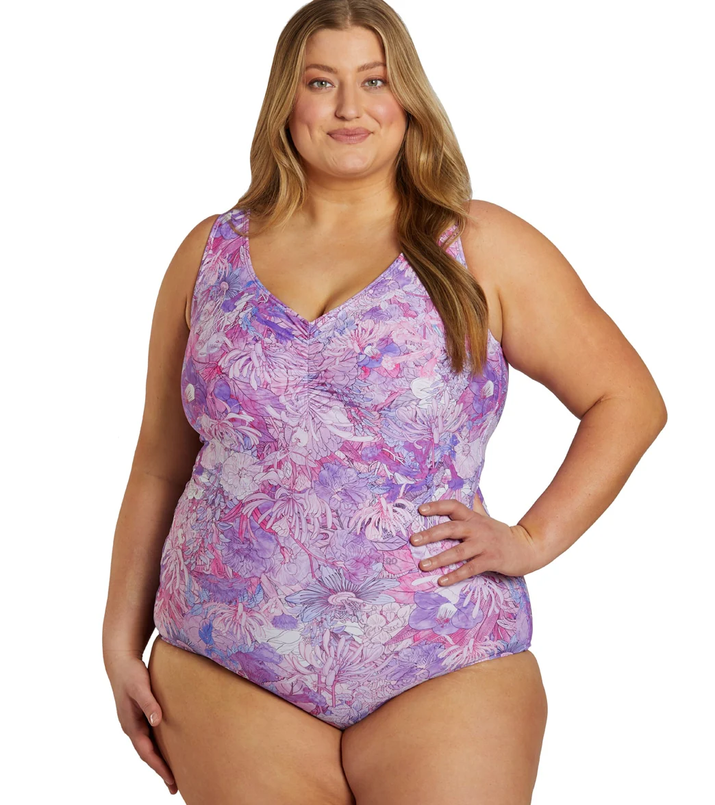 Sporti Plus Size Jungle Floral Conservative Printed Girl Leg One Piece Swimsuit - Image 16