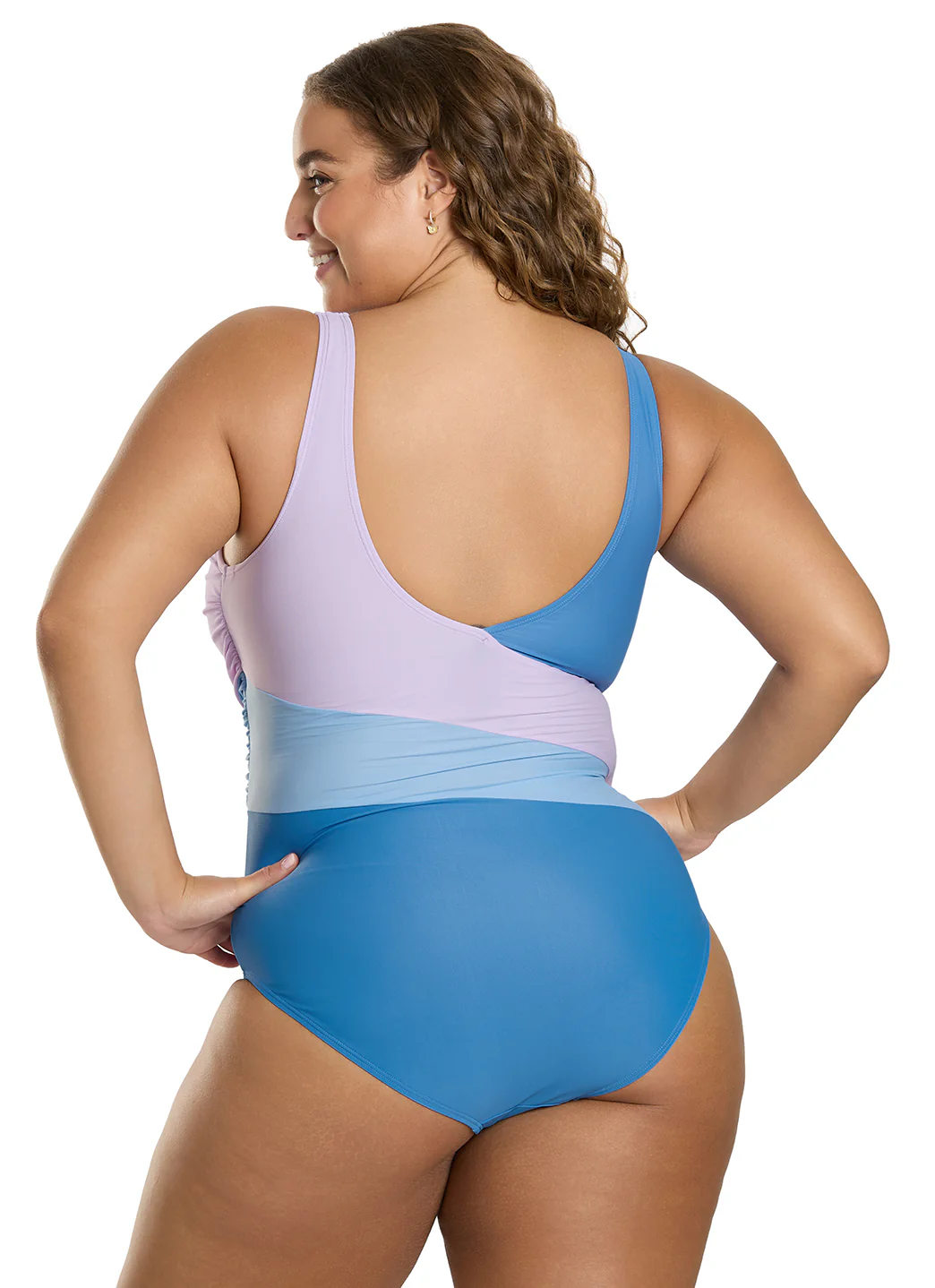 Sporti Plus Size Starlet Colorblock Tummy Control Wrap One Piece Swimsuit - Image 5