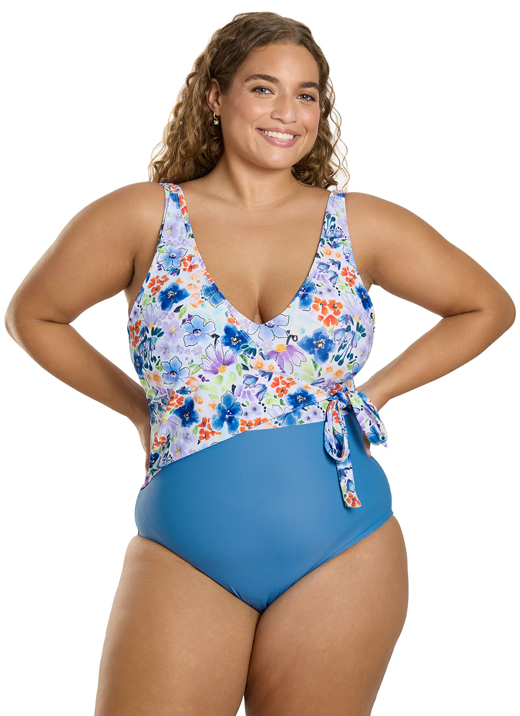 Sporti Plus Size Starlet Printed Tummy Control Side Tie One Piece Swimsuit - Image 3