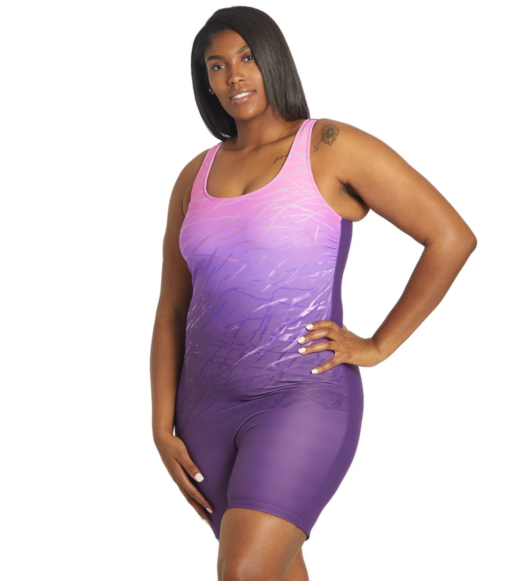 Sporti Plus Size Unitard Printed Ombre One Piece Swimsuit - Image 2