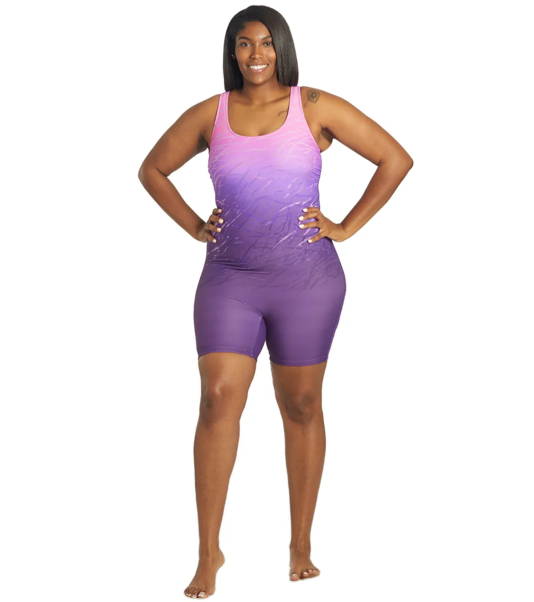 Sporti Plus Size Unitard Printed Ombre One Piece Swimsuit - Image 4