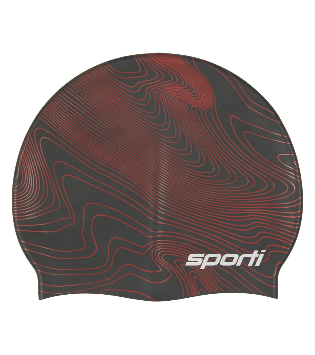 Sporti Sonar Waves Silicone Swim Cap - Image 2
