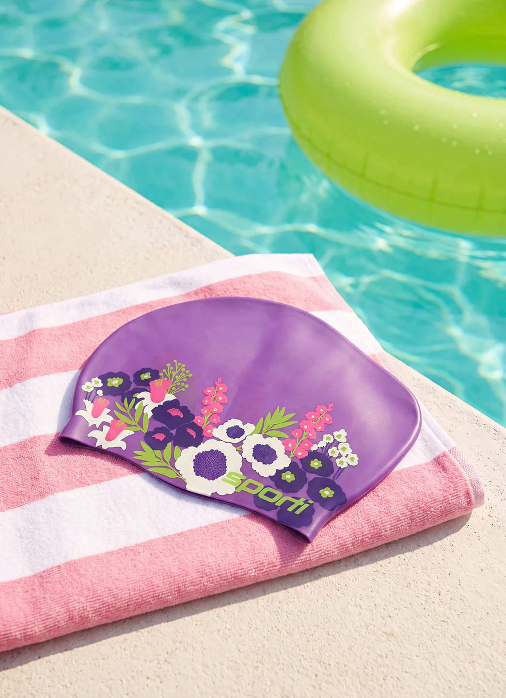Sporti Spring Meadow Long Hair Bun Silicone Swim Cap - Image 2