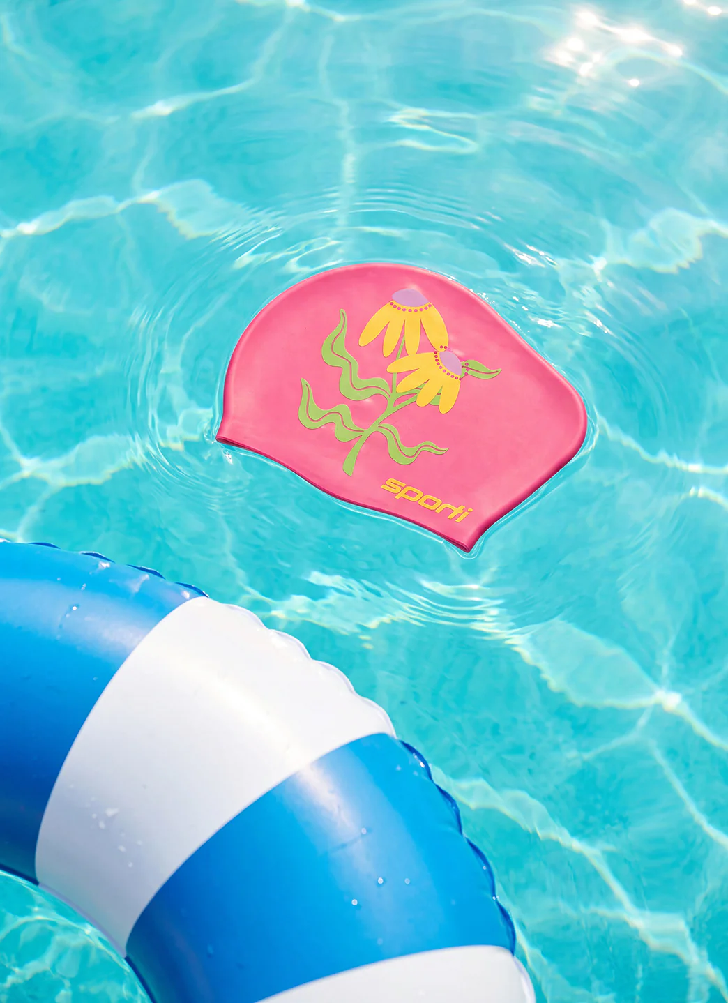 Sporti Sunny Bloom Long Hair Bun Silicone Swim Cap - Image 3