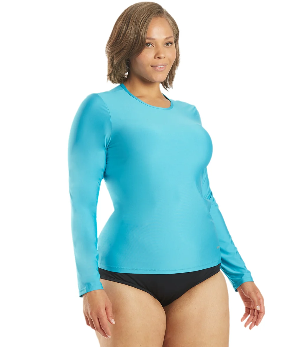 Sporti Women's Plus Size L/S UPF 50+ Comfort Fit Rash Guard - Image 19