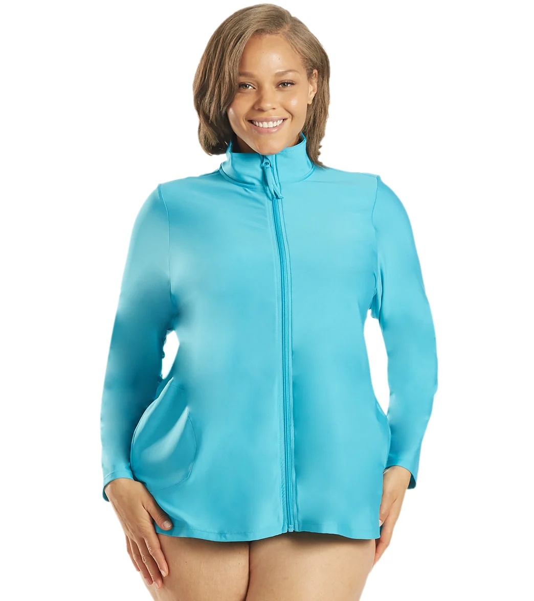 Sporti Women's Plus Size L/S Zip Front UPF 50+ Rash Guard - Image 10