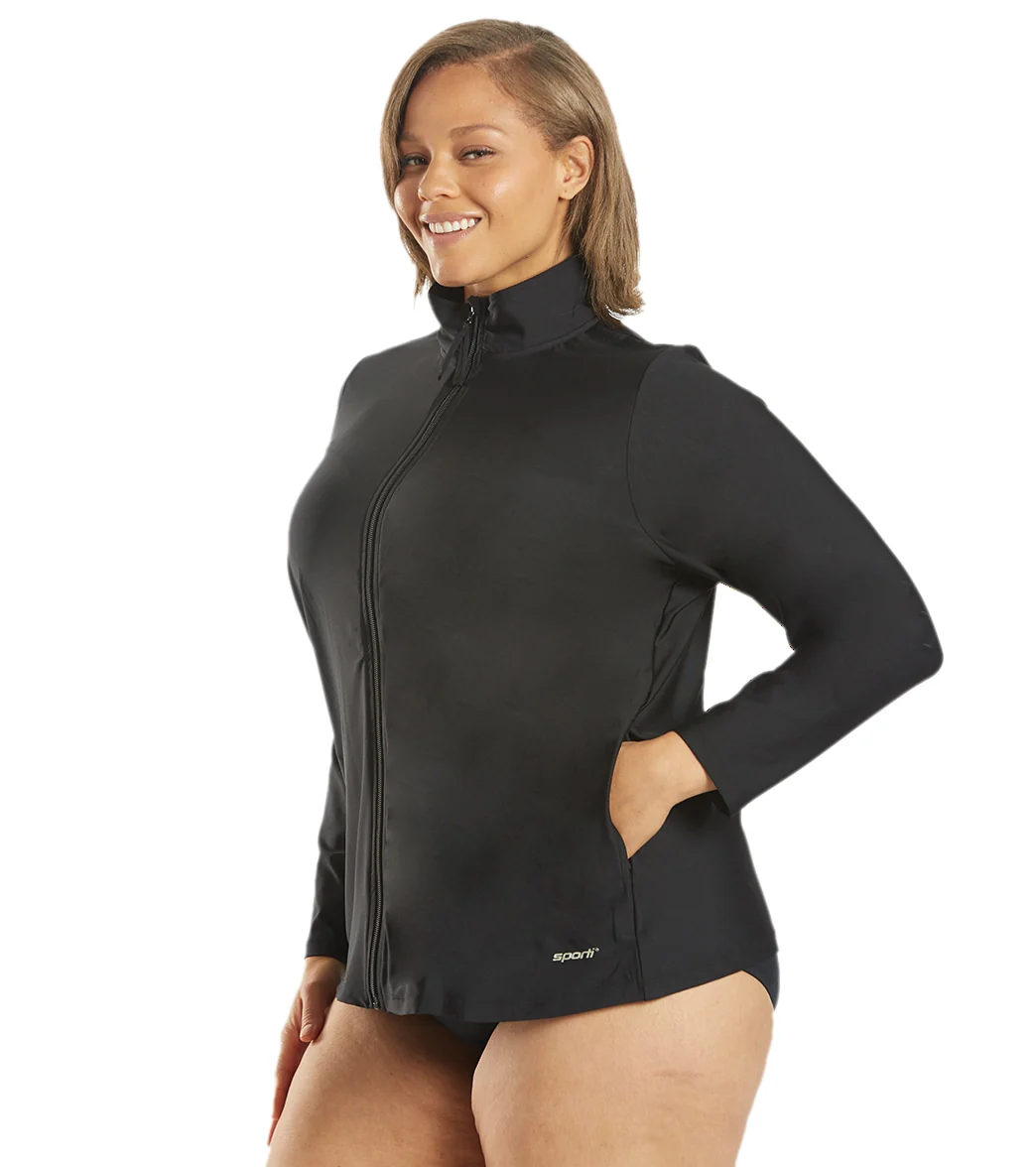 Sporti Women's Plus Size L/S Zip Front UPF 50+ Rash Guard - Image 6