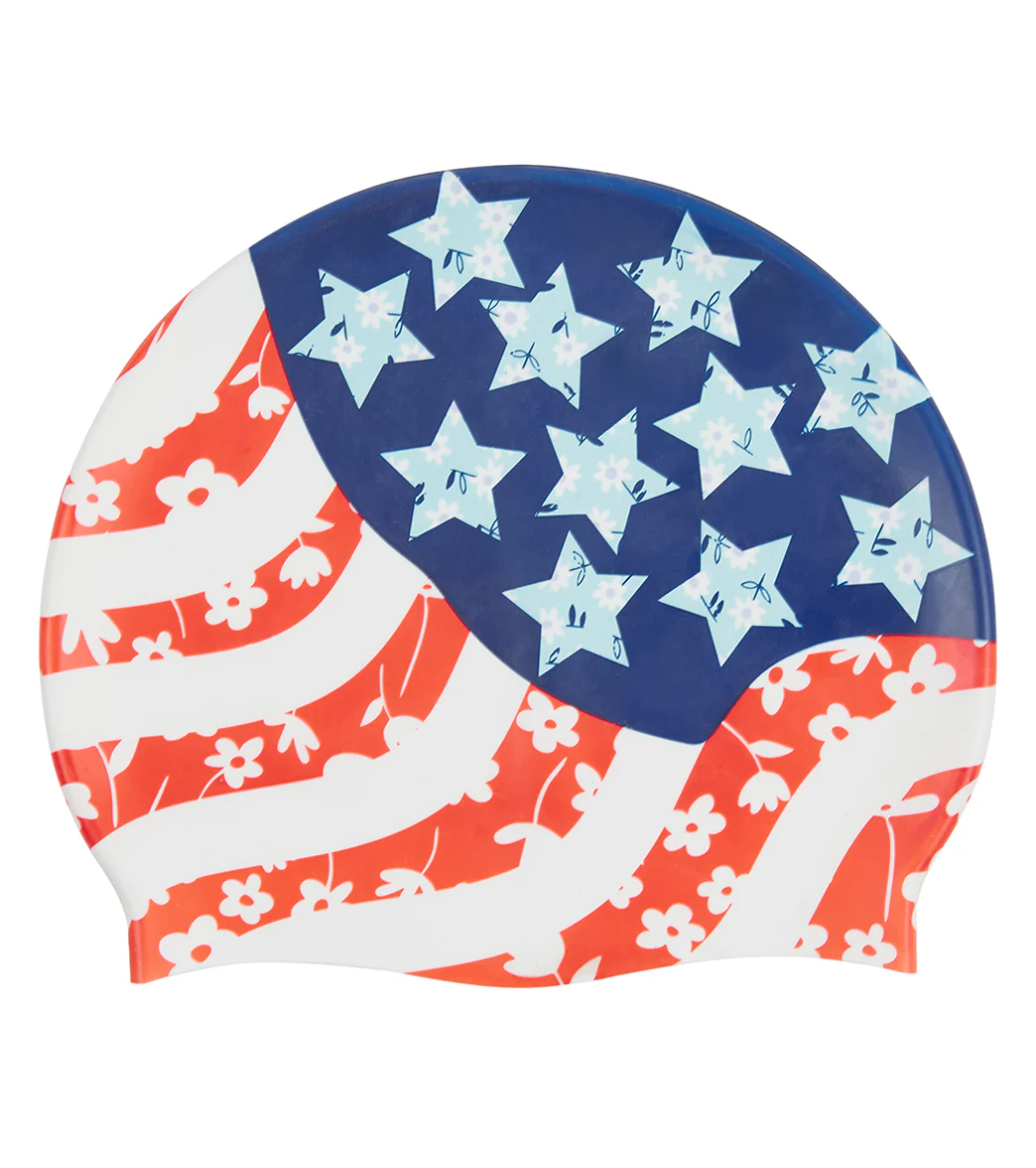 Sporti x Alex & Gretchen Walsh Stars-N-Stripes Silicone Swim Cap - Image 3
