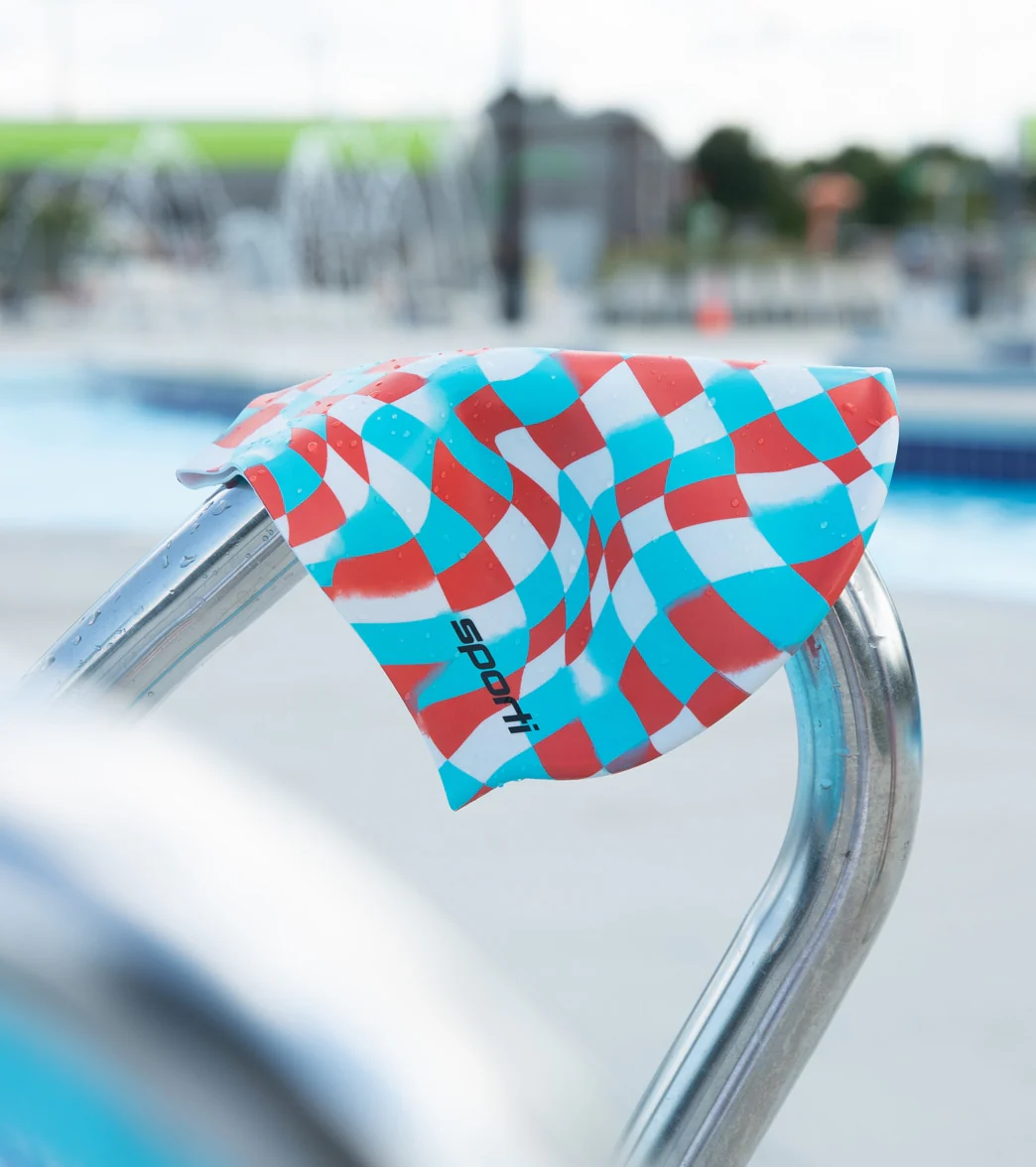 Sporti x Gretchen Walsh Liquified Checks Silicone Swim Cap - Image 5