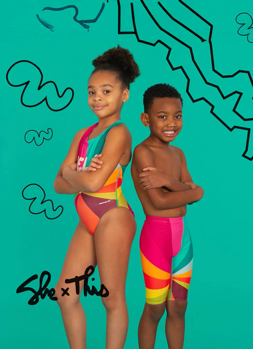 Sporti x She Is This Limited Edition Melanin Wide Strap Cross Back One Piece Swimsuit Youth (22-28) - Image 2