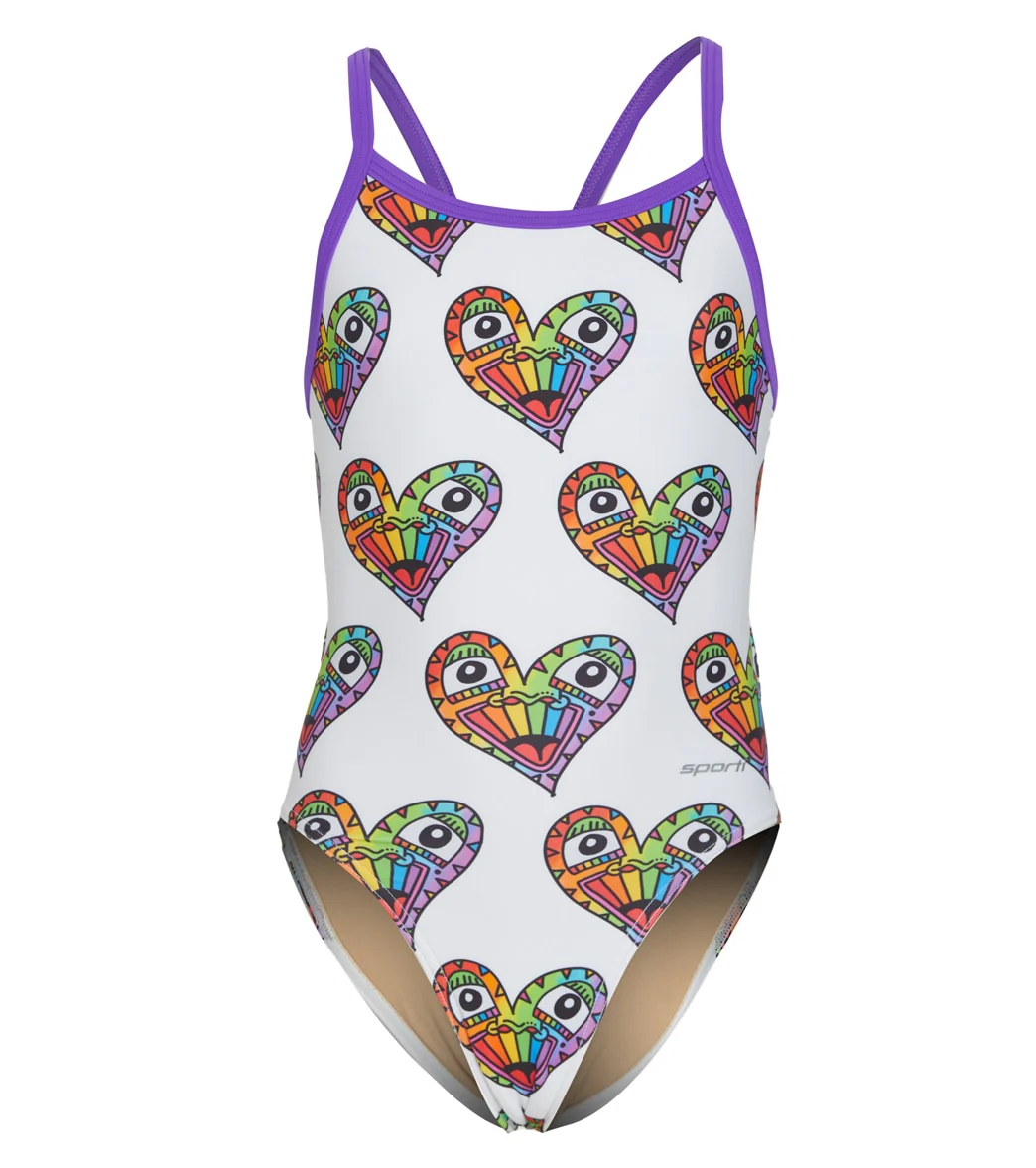 Sporti x Tyler Wallach Limited Edition Heart Face Thin Strap One Piece Swimsuit Youth (22-28) - Image 4