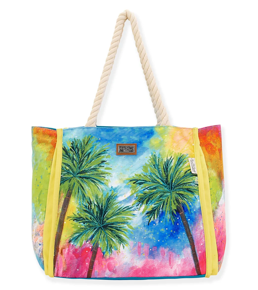 Sun N Sand Multi Color Palm Tree Shoulder Tote - Image 3