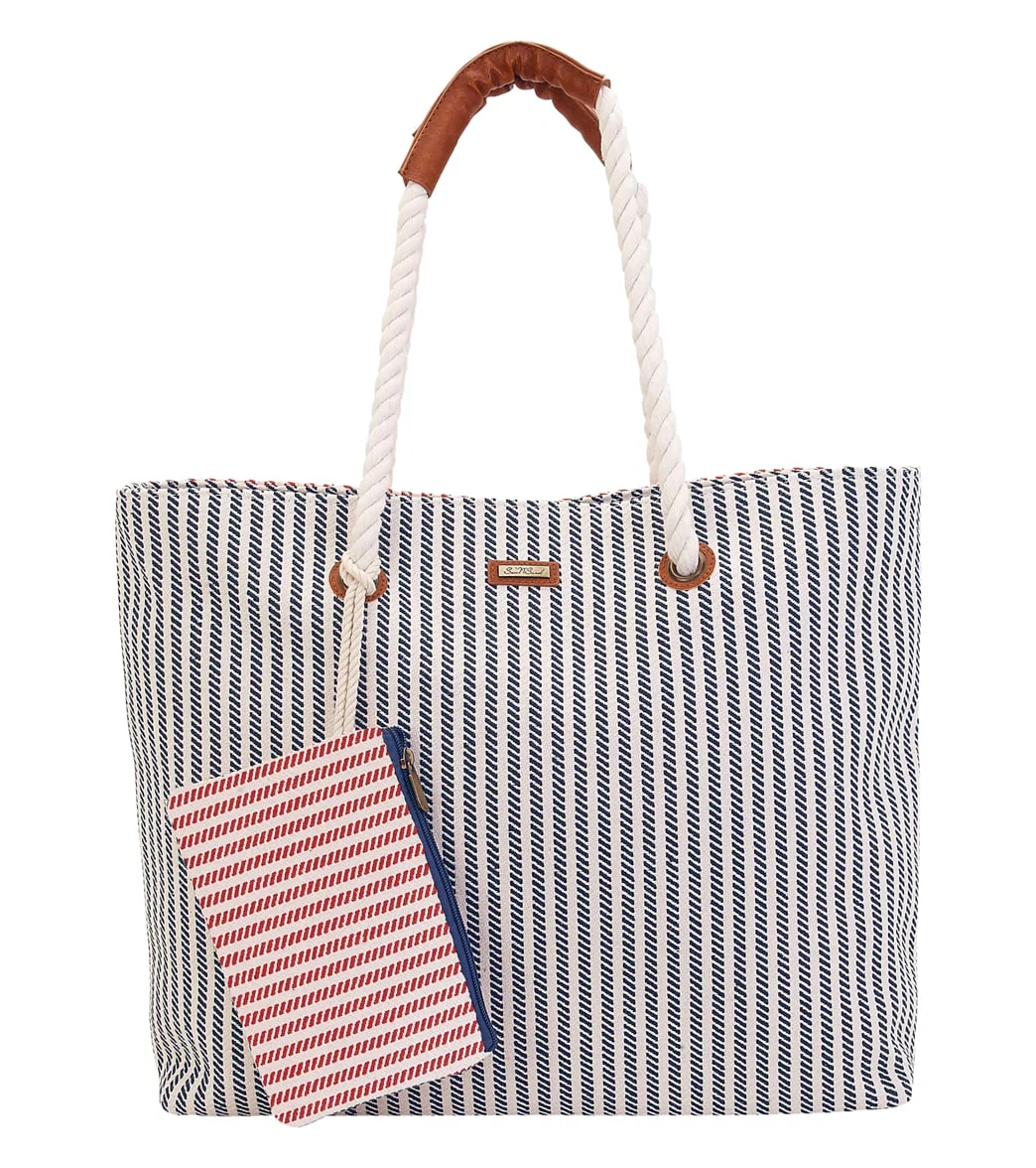 Sun N Sand Striped Shoulder Tote w/ Matching Small Bag - Image 4