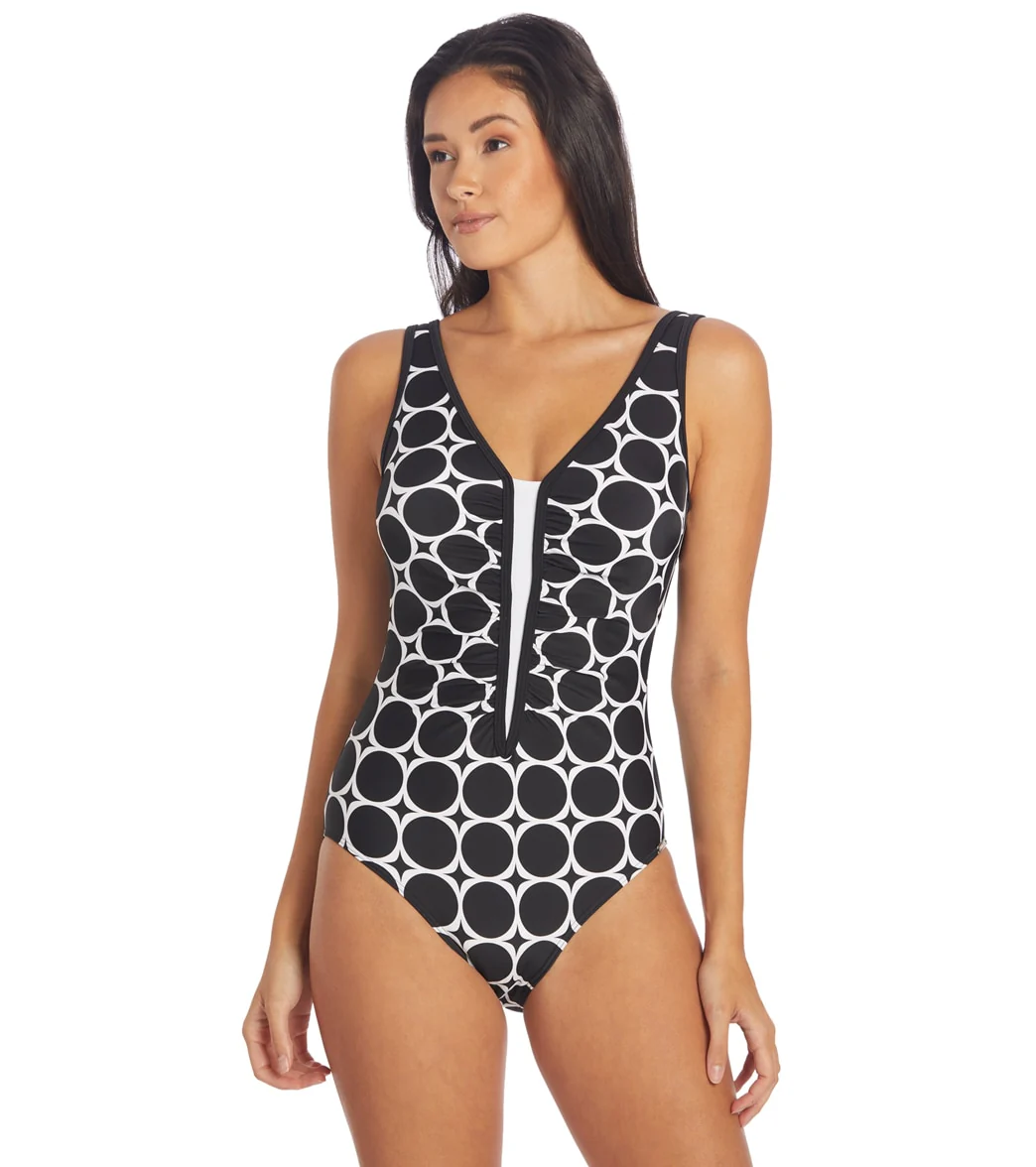 Sunmarin Women's Inset Plunge Circles One Piece Swimsuit - Image 8