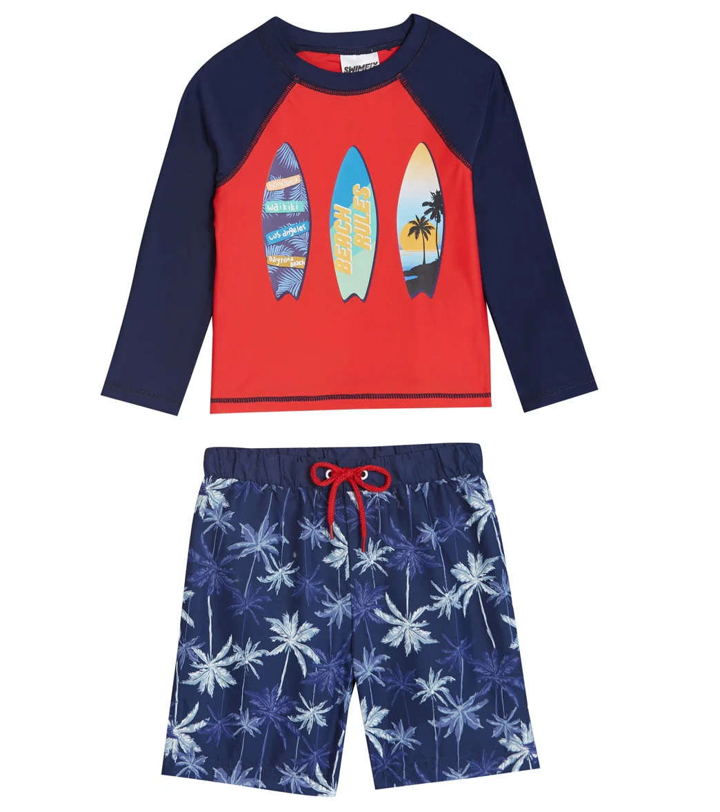 Swimfix Boys' Beach Rules Long Sleeve Rashguard Set (Baby, Toddler) - Image 4